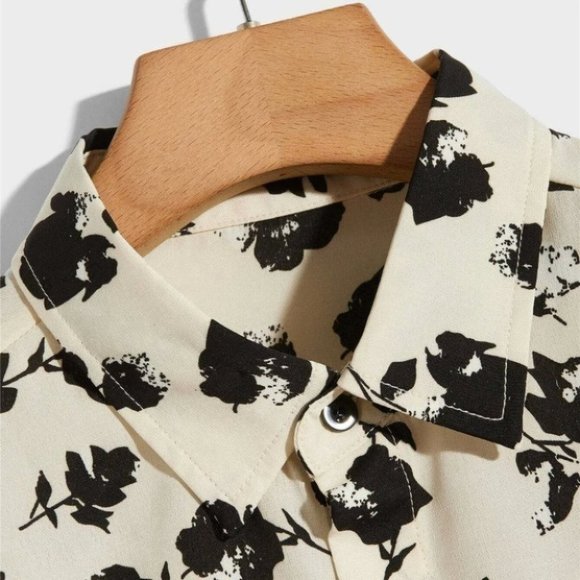 Tan Casual Men's Floral Print Shirt - Picture 4 of 5